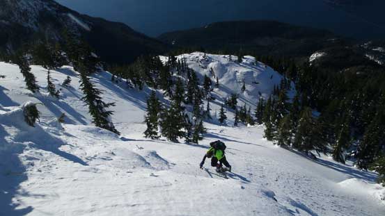 Boot-packing up this steep roll thank to a navigation error...