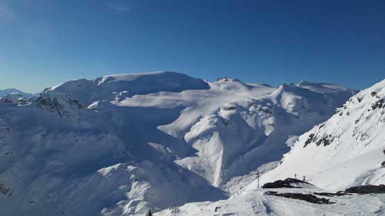 First view of the nearby Powder Mountain. 