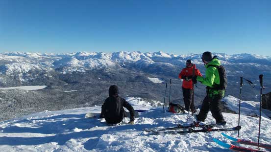 The group of heli-skiers were surprised to me showing up out of nowhere. 