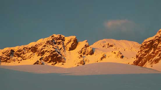 Another shot looking up Armchair Glacier towards the summit block