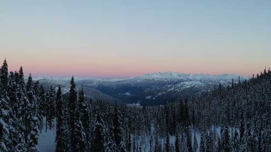 Morning colours on the horizon looking towards Ipsoot Mountain