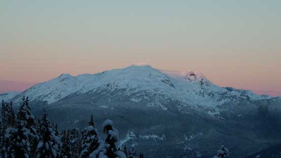 Rainbow Mountain just about to glow