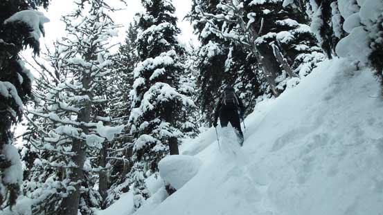 It's steep and the trail-breaking was arduous