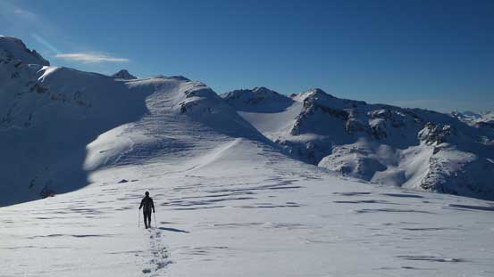 We had to find a way down to Phalanx Glacier as the spine of the ridge doesn't connect