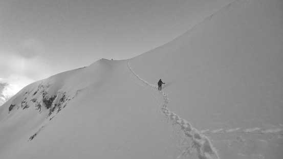 Traversing another steep slope to rejoin our uptrack