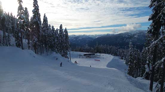 Walking down the Glacier Road which is also a resort run