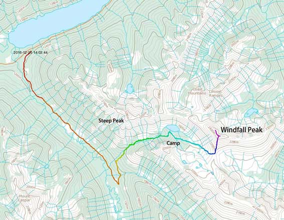 Windfall Peak ascent route
