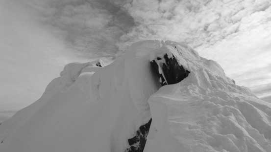 The cornices are enormous on the summit ridge