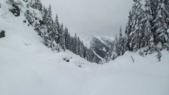 Then up and over a small rise, descending this creek feature