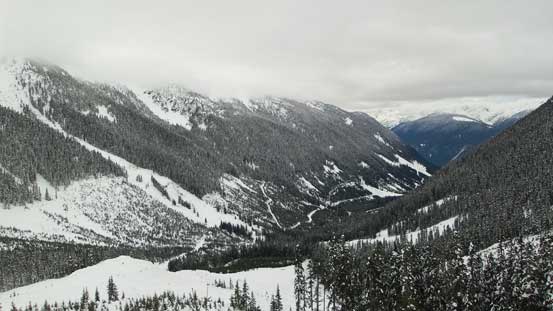 Looking down at the lower Twin One Creek valley
