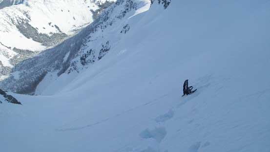 Snowshoes were ditched and time for a long boot-pack