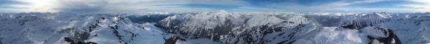 Summit Panorama from Snowspider Mountain. Click to view large size.