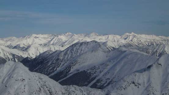 The peaks by Downton Creek drainage in the eastern Cayoosh Range, behind Mt. Caspar