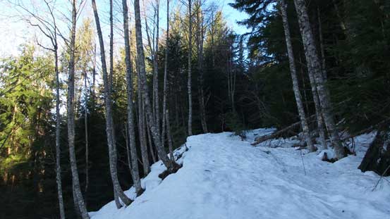 Hitting continuous snow, now up Magnesia Creek Spur
