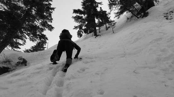 Vlad carefully making his way down the last bits 