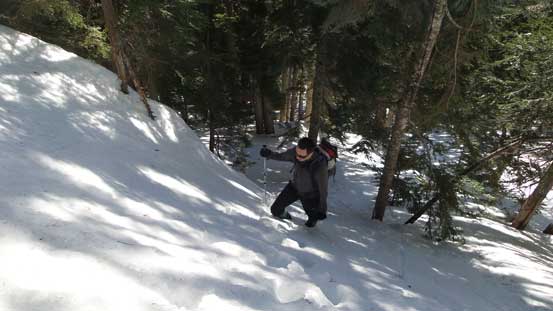 Grunting up the south face of Middle Needle