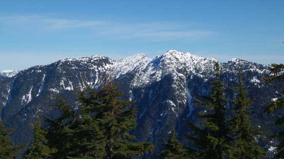 The multiple summits on Mt. Bishop massif