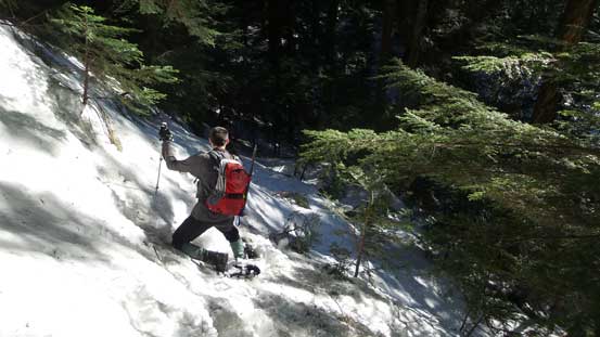 Snowshoeing down slushy snow wasn't very fun on the steeps 