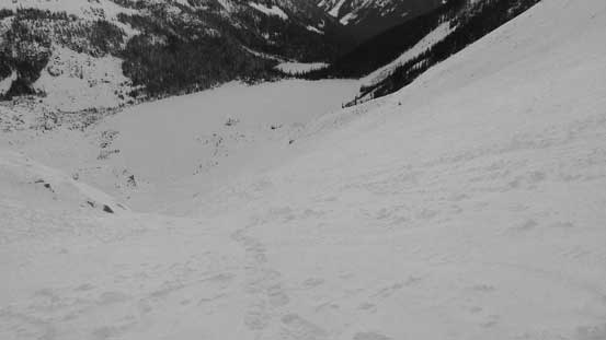 Looking down about partway up. 