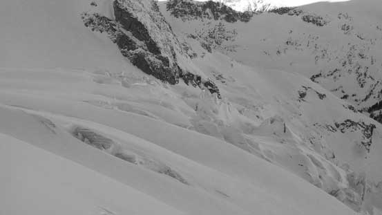 Looking down at the Icefalls that I just passed by