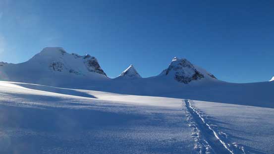 Matier (L), Hartzell (C) and Spetch (R) from Matier Glacier