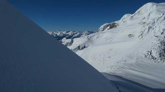 Going up the face now. This sideways view shows the slope angle. 