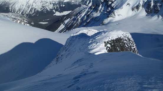 Almost on the summit now, looking down. 