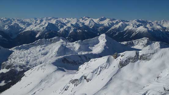A wider shot looking at the panorama of peaks in Garibaldi P. Park