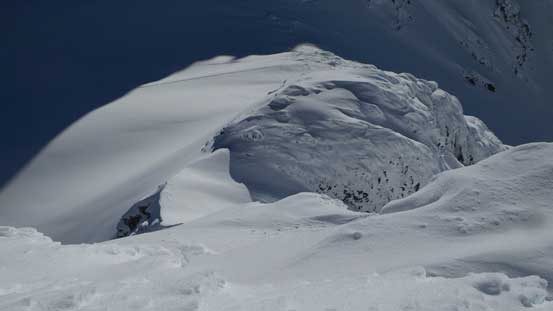 This is looking down the SE Ridge of Mt. Spetch - reported to be a good scramble in summer