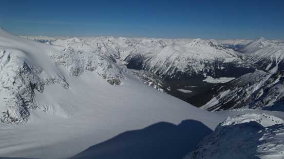 The lower flanks of Slalok Mountain, looking down the north side. 