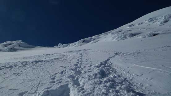Going up the typical terrain on the east slopes of Mt. Hartzell