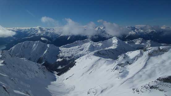 A wider shot showing Duffey Peak and Twin Goat Mountain in front