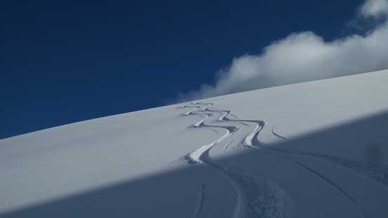 Crossing a pair of ski tracks