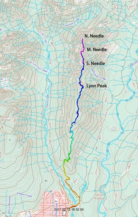 Lynn to Needles Traverse. 