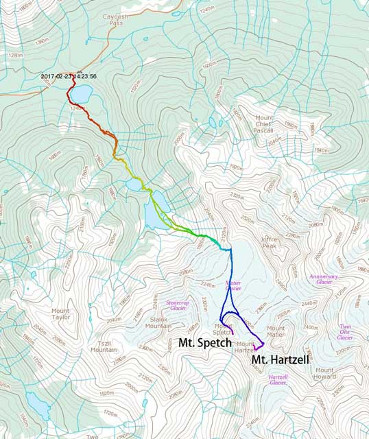 Mt. Spetch and Mt. Hartzell via Matier Glacier approach